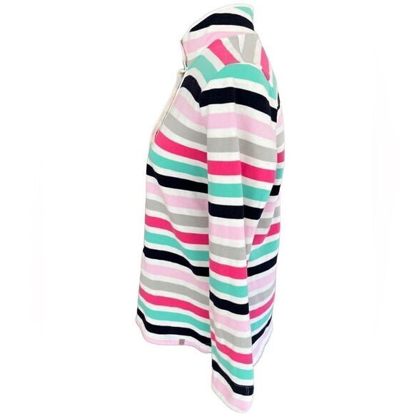 Talbots striped button front sweatshirt with stand up collar, size Small - Picture 3 of 5